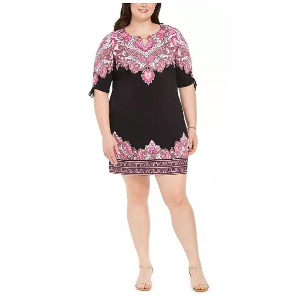 JM Collection Ruched Sleeve Dress Petite Black